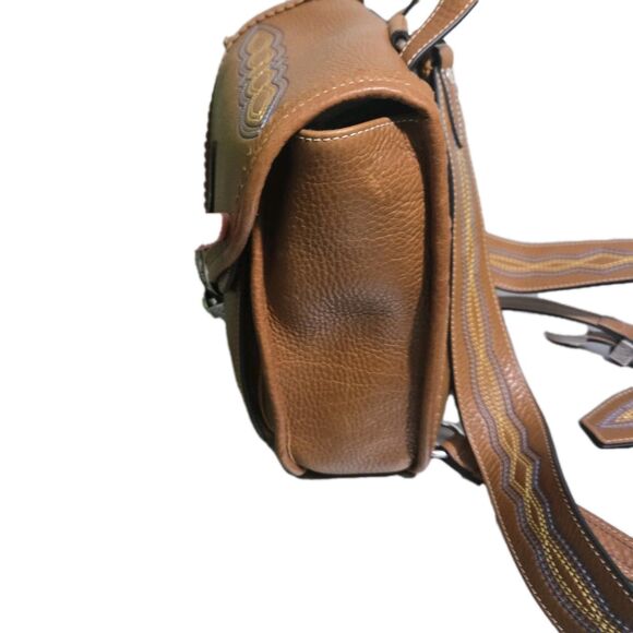 Will Leather Goods Lubbock Backpack Tan Leather Western Silver Buckle Embroidery main image 11